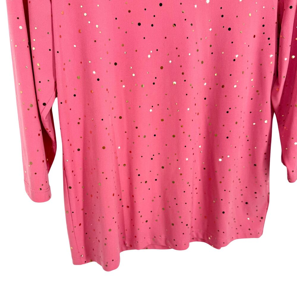 Susan Graver Style Sz Small Sparkly Pink Gold Formal Stretchy Blouse Shirt Top - Picture 4 of 7